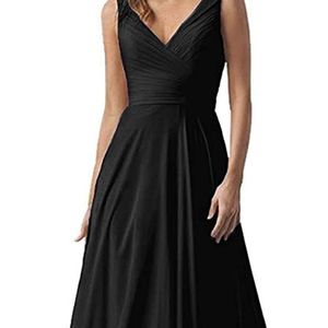 Elegant V-Neck Black Evening Dress